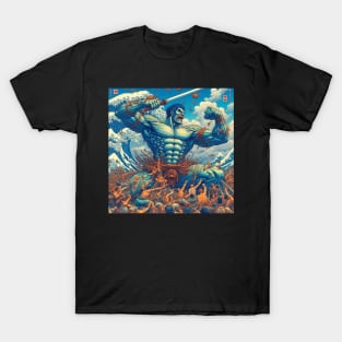 Battle against the legendary giant with Katsushika Hokusai style T-Shirt